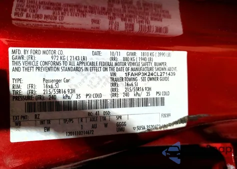 2012 Ford Focus Se from USA, damaged, VIN 1FAHP3K24CL271439